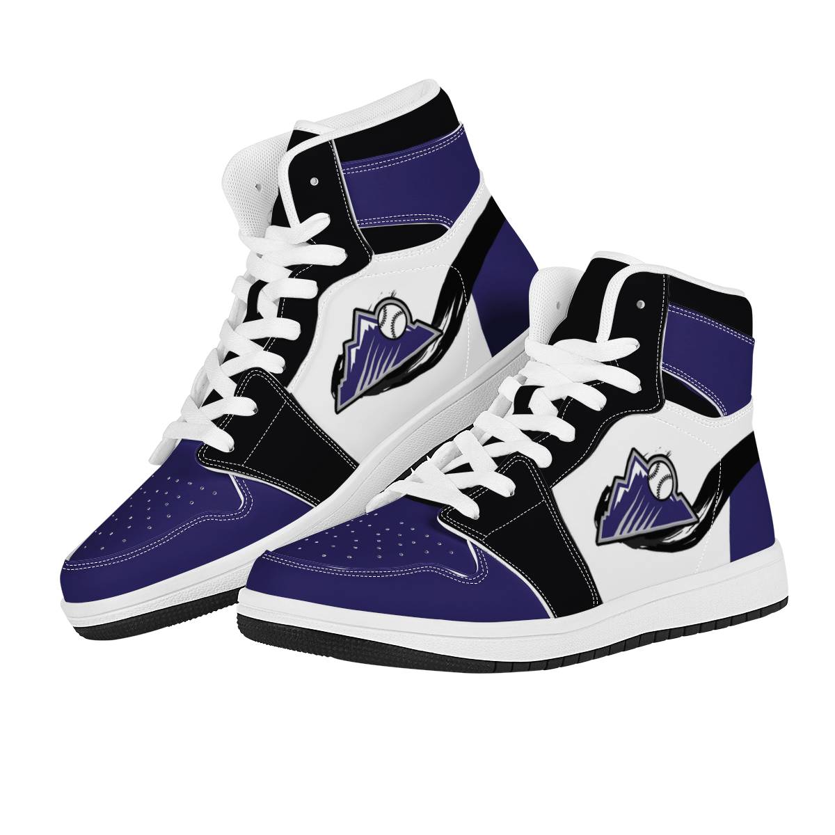 Women's Colorado Rockies High Top Leather AJ1 Sneakers 002
